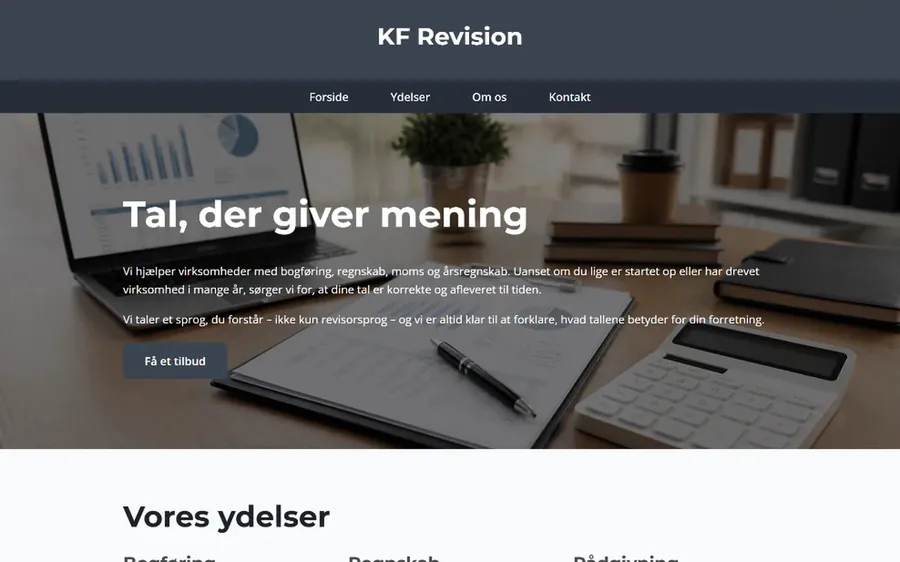 Hjemmeside skabelon til revisor