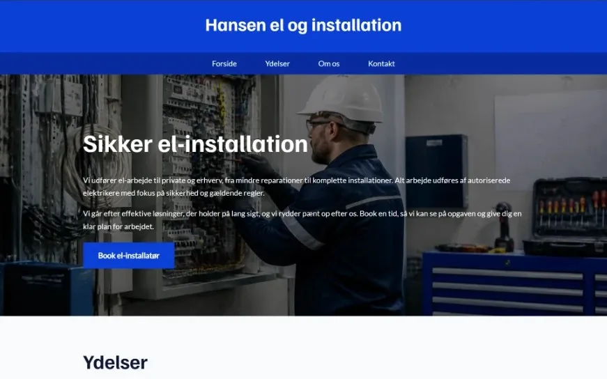 Hjemmeside skabelon til elektriker