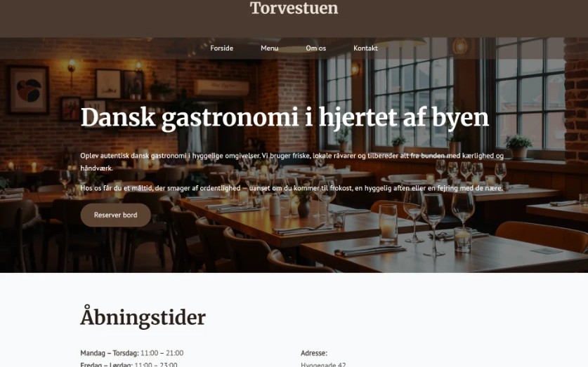 Hjemmeside-skabelon til restaurant