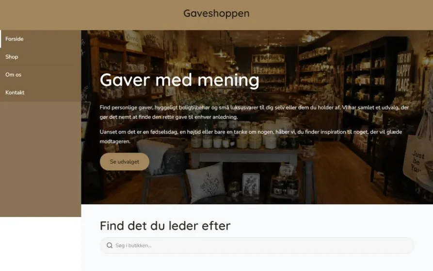 Hjemmeside skabelon til webshop gaver