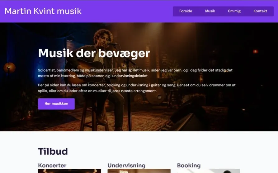 Hjemmeside skabelon til musiker