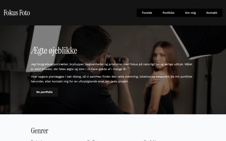 Hjemmeside-skabelon til fotograf