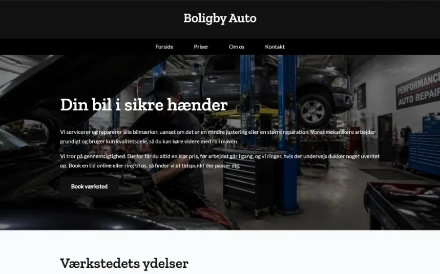 Hjemmeside skabelon til mekaniker