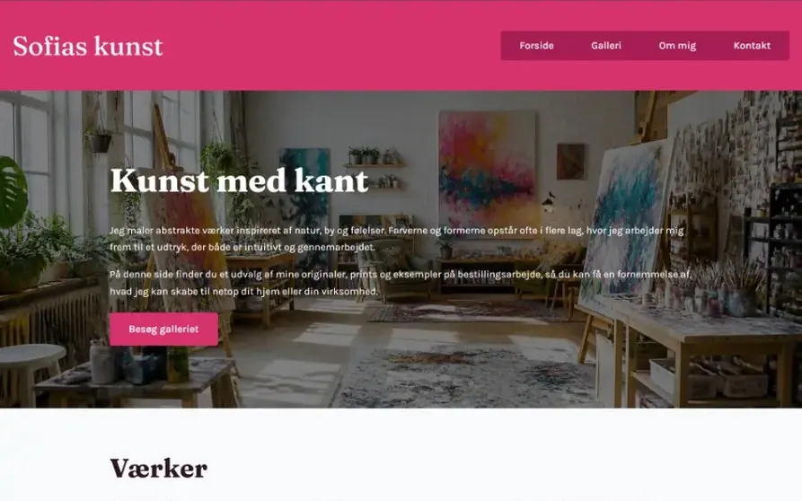 Hjemmeside skabelon til kunstner