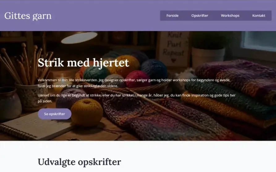 Hjemmeside skabelon til hobby & strik