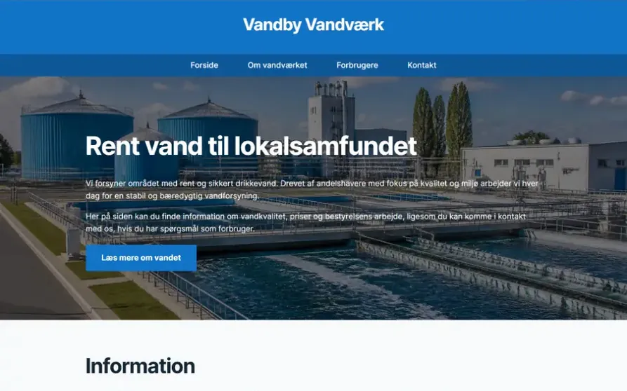 Hjemmeside skabelon til vandværk