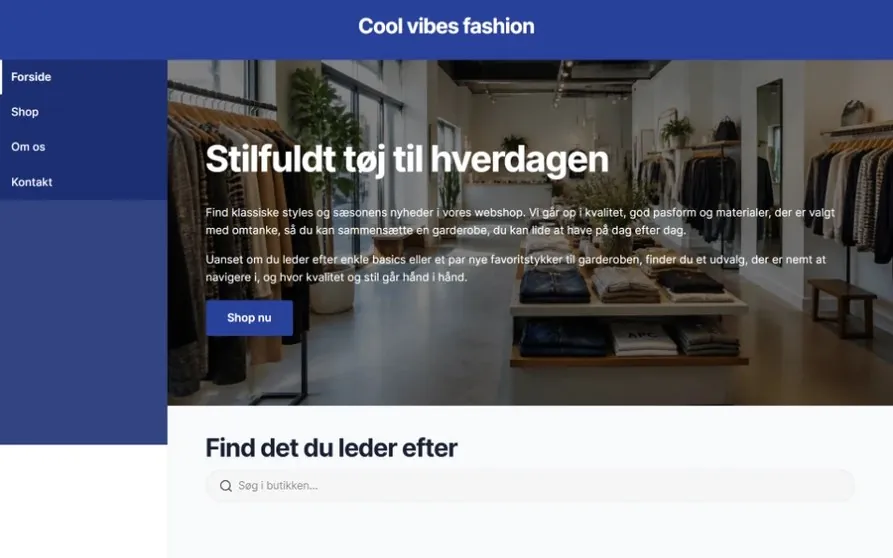 Hjemmeside-skabelon til webshop tøj