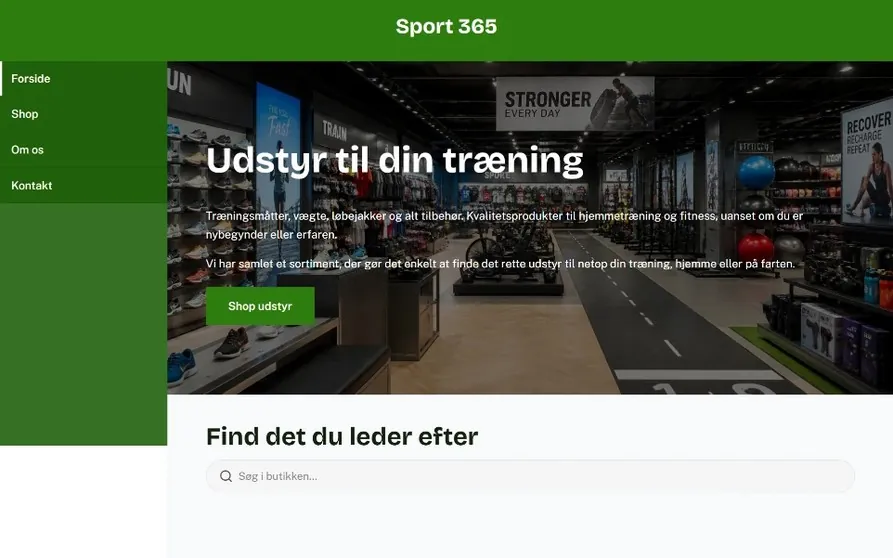 Hjemmeside skabelon til webshop sport