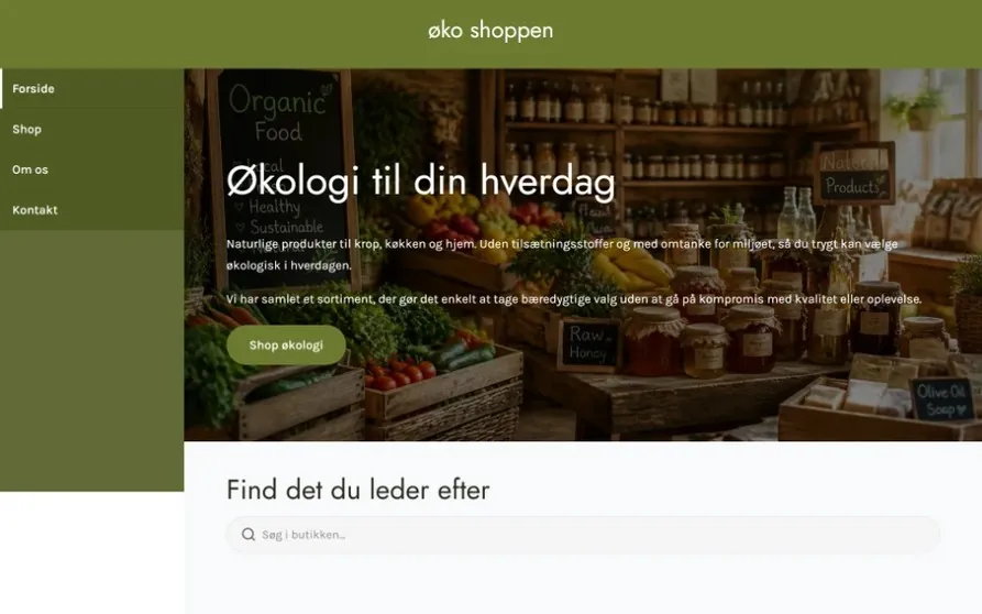 Hjemmeside skabelon til webshop økologi