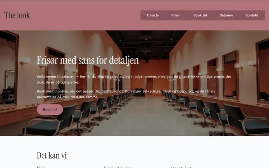 Hjemmeside skabelon til frisør
