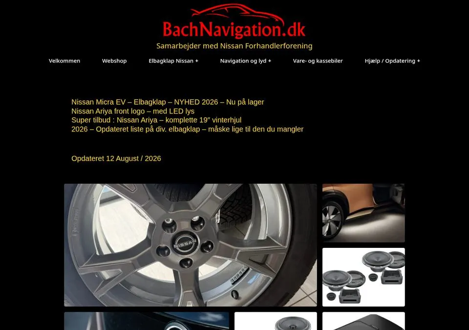 Webshop for Bach Navigation med elbagklap, navigation og lyd til biler