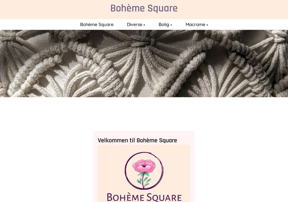 Webshop for Bohème Square med kunsthåndværk og macramé til boligen