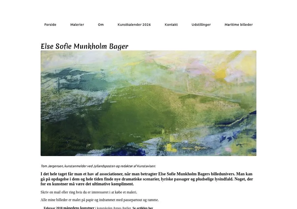Webshop for kunstneren Else Sofie Munkholm Bager med malerier