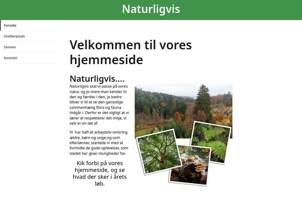 Webshop for Naturligvis med shelterplads i skoven