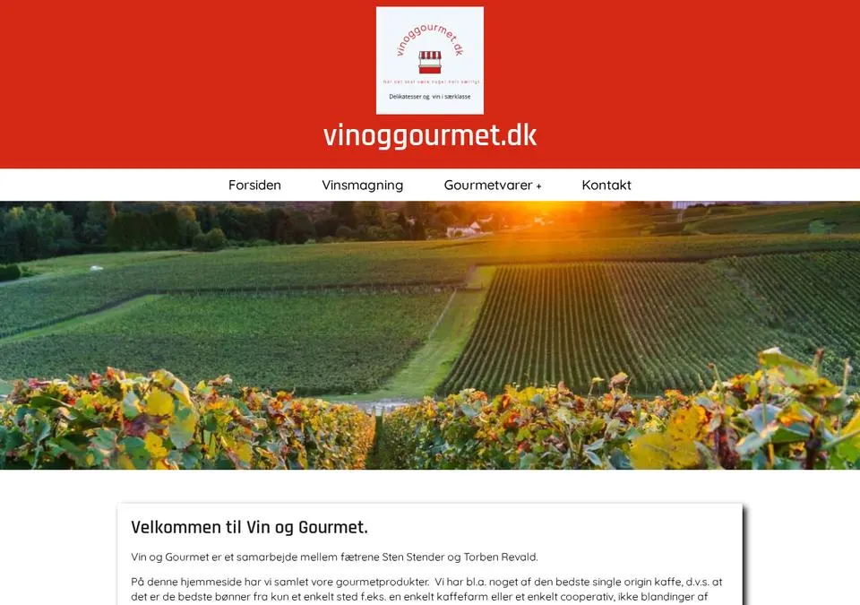 Webshop for Vin og Gourmet med gourmetvarer og single origin kaffe